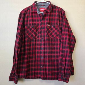 COLEMAN Men’s Buffalo Plaid Flannel Shirt Size L Outdoor Camping Red Black